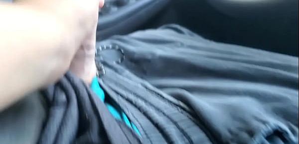  Playing with his dick and cum denial while driving